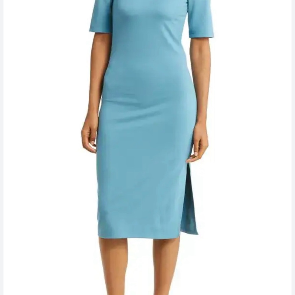 Nike Sportswear Essential Crewneck Midi Dress in Noise Aqua